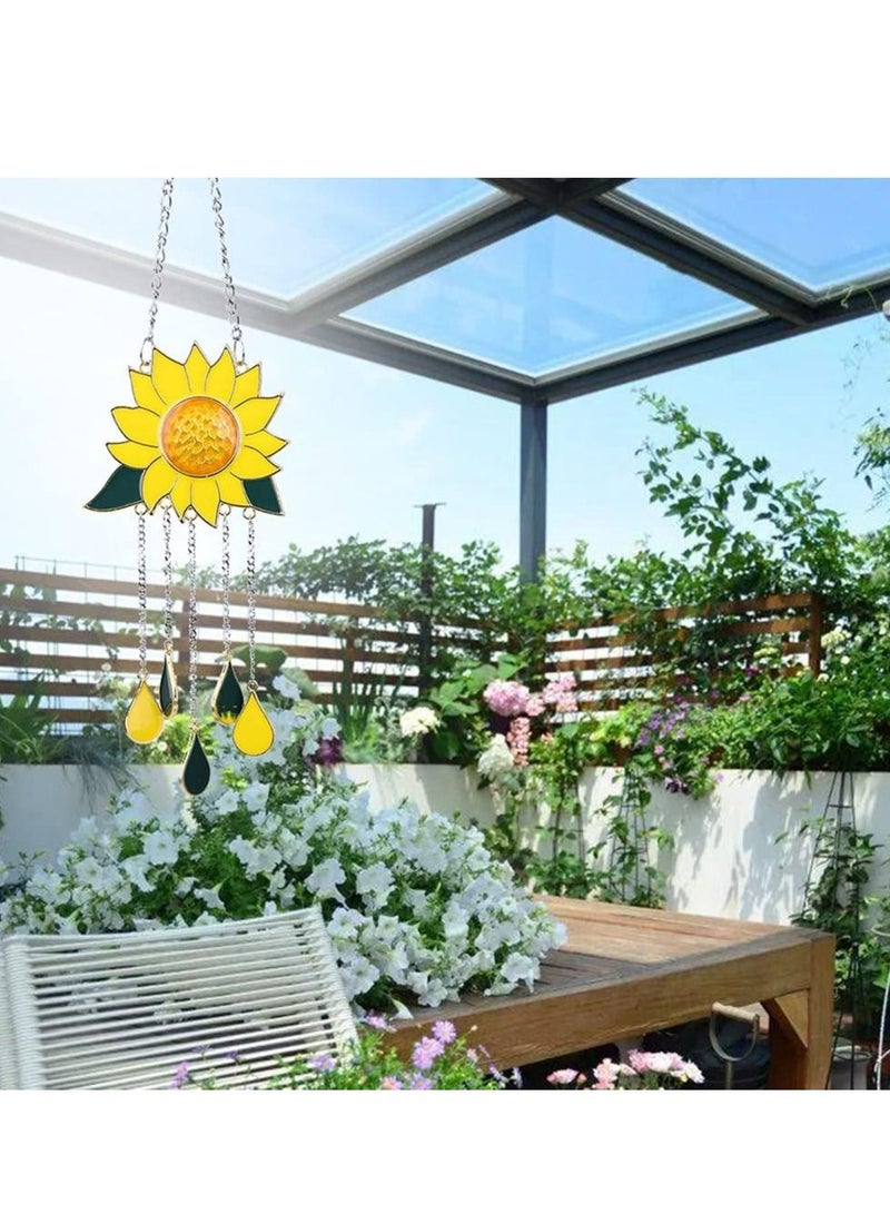 SYOSI Wind Chimes Sunflower Ornaments Stained Glass Window Hanging Flower Pendant Balcony Festival Garden Medieval Art Decoration Gift for Backyard Patio Yard Home - Image 5