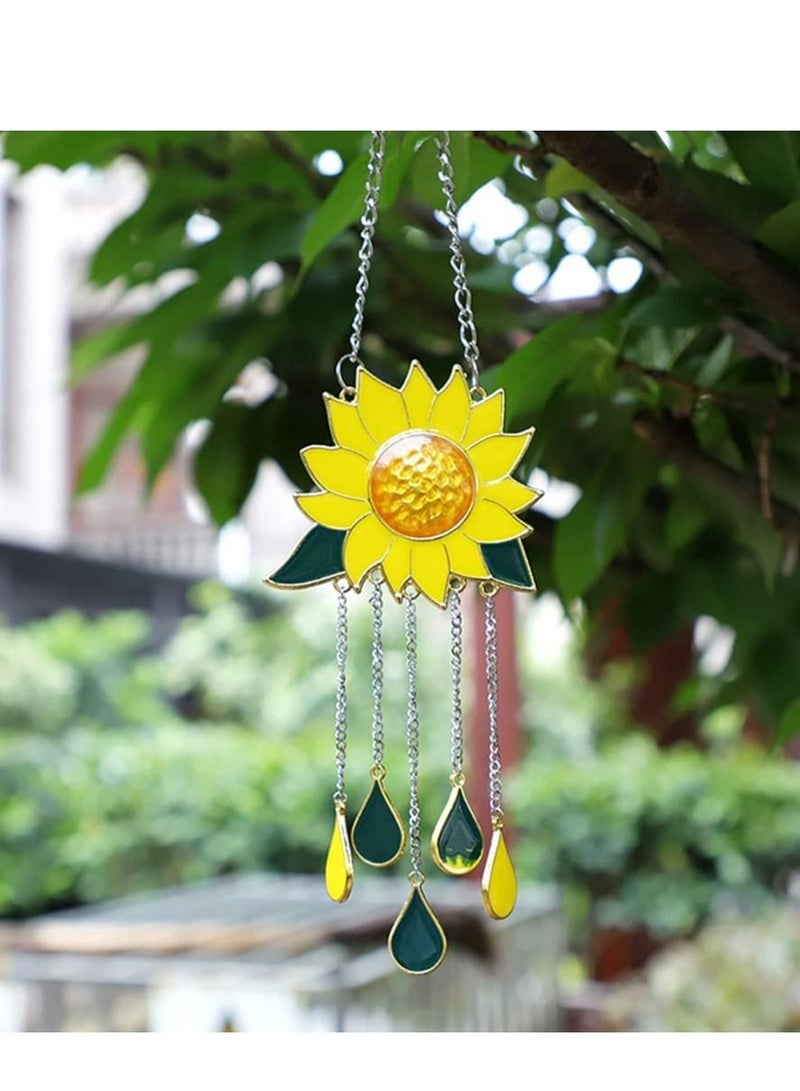 SYOSI Wind Chimes Sunflower Ornaments Stained Glass Window Hanging Flower Pendant Balcony Festival Garden Medieval Art Decoration Gift for Backyard Patio Yard Home - Image 4