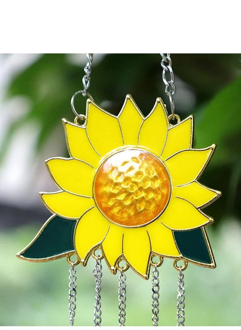 SYOSI Wind Chimes Sunflower Ornaments Stained Glass Window Hanging Flower Pendant Balcony Festival Garden Medieval Art Decoration Gift for Backyard Patio Yard Home - Image 2