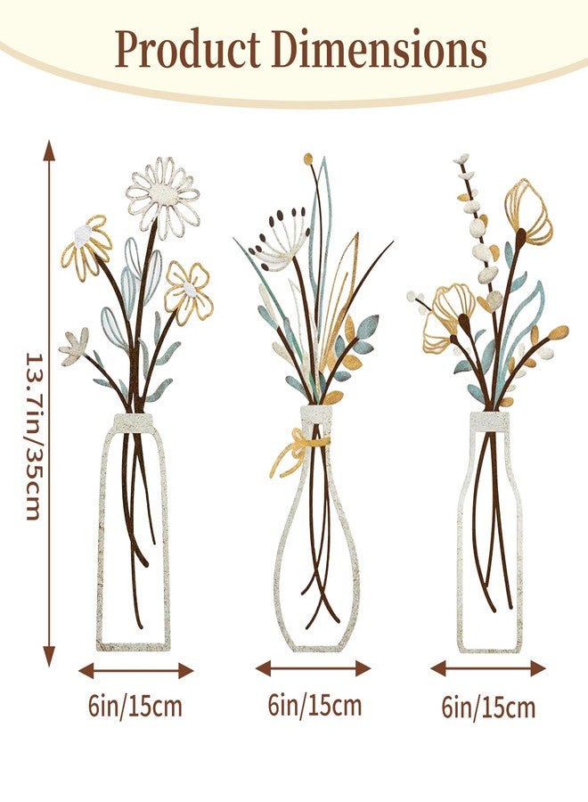 BoAn 3 Pieces Metal Flower Wall Art - Rustic Farmhouse & Boho Floral Wall Decor for Living Room, Bedroom, Bathroom - Durable Pre-Drilled Home Decorationss, Housewarming Gift - Image 2