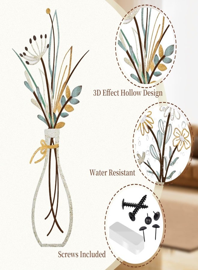 BoAn 3 Pieces Metal Flower Wall Art - Rustic Farmhouse & Boho Floral Wall Decor for Living Room, Bedroom, Bathroom - Durable Pre-Drilled Home Decorationss, Housewarming Gift - Image 3