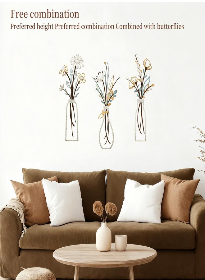 BoAn 3 Pieces Metal Flower Wall Art - Rustic Farmhouse & Boho Floral Wall Decor for Living Room, Bedroom, Bathroom - Durable Pre-Drilled Home Decorationss, Housewarming Gift - Image 4