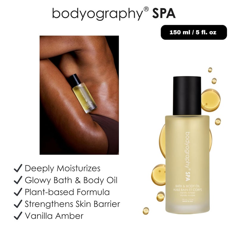 Bodyography Spa Bath Body Oil 4 oz Vanilla Amber Fragrance Hydrating Botanical Oil with Squalene Rose Hip Babassu Vegan ParabenFree GlutenFree Moisture for Tone Texture - Image 3