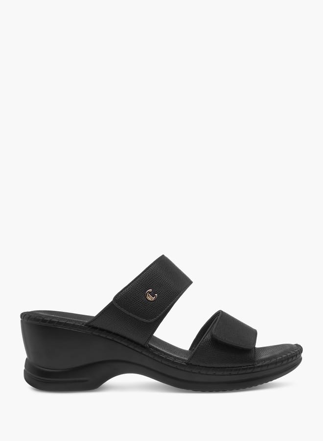 Le Confort Women Textured Slip-On Sandals with Wedge Heels  - Image 3