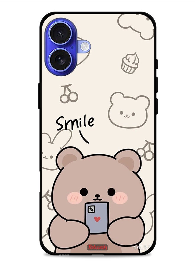 Tolwak Apple iPhone 16 Protective Case Cover Smile Bear Art - Image 1