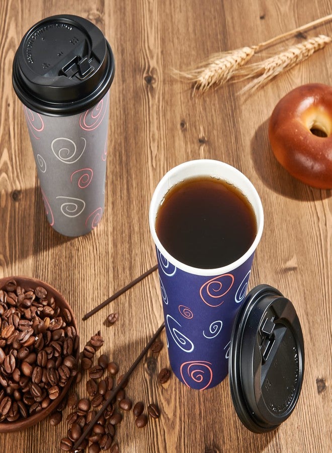 TV TOPVALUE 100 Pack 16 oz Paper Cups, Disposable Coffee Cups with Lids and Straws for Drinking Water, Tea, Used for Home, Shops and Cafes - Image 4