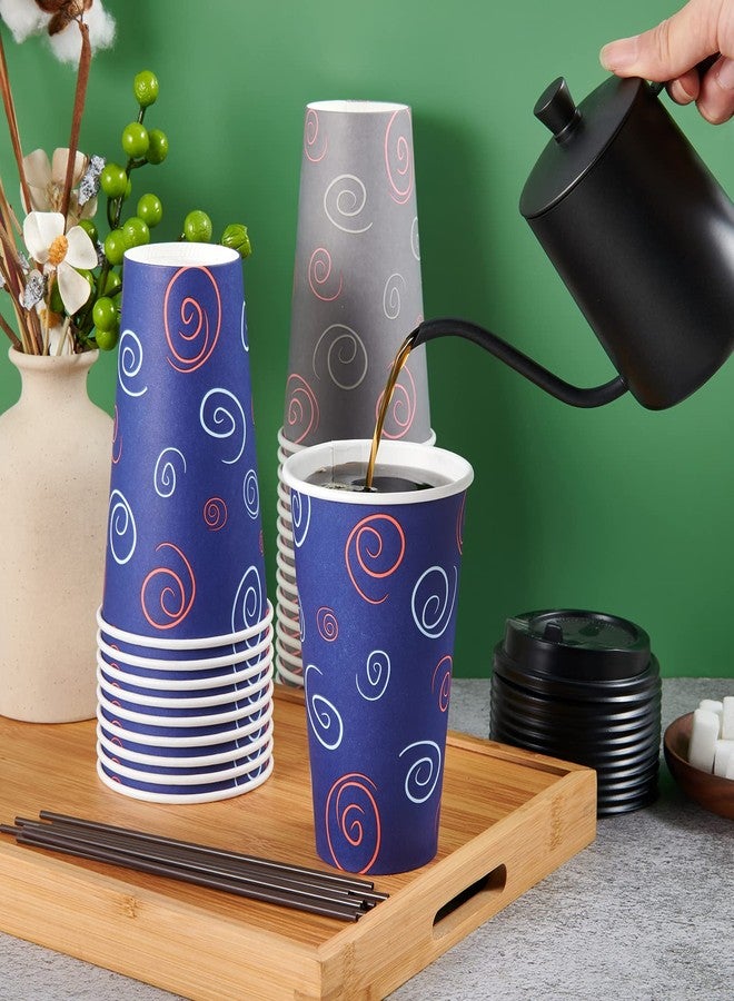 TV TOPVALUE 100 Pack 16 oz Paper Cups, Disposable Coffee Cups with Lids and Straws for Drinking Water, Tea, Used for Home, Shops and Cafes - Image 3