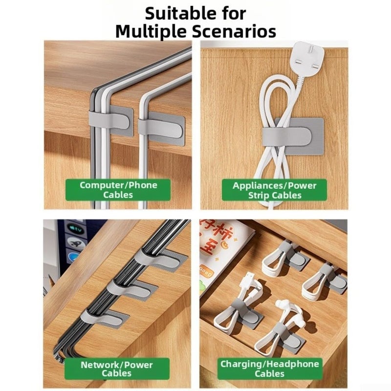 Self Adhesive Cable Holder Clips 10 Pack Grey For Wire Management Office Home Kitchen - Image 5