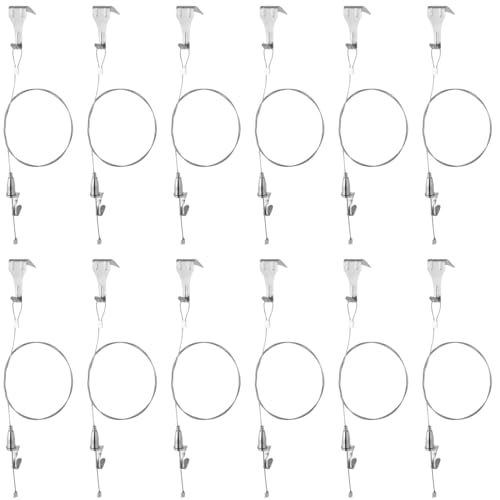 yeesport Picture Rail Hanging System with Hook, 66 lb (30 kg) Max Load, Adjustable Wire Hooks Kit, 6.6 ft (2 m) Length Cable with Loop, Picture Hanging Kit (12 Pack) - Image 1