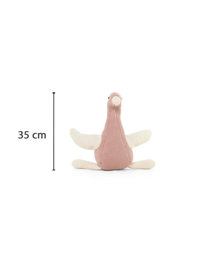 Pluchi Chuckles Bird Cotton Knitted Stuffed Soft Toy (35cmx23cm) (Pale Pink & Ivory) - Image 4