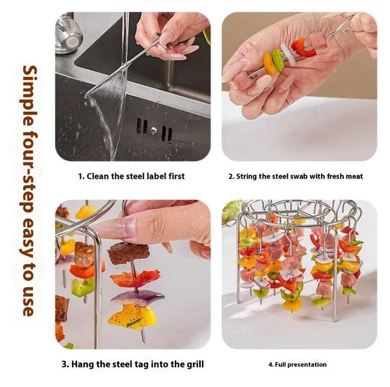 Shish Tawook Skewers for Air Fryer Compatible with All Air Fryer for the First Time in Egypt, Mini Shish Tawook Skewers with Stainless Steel Stand (1 Piece) - Image 4