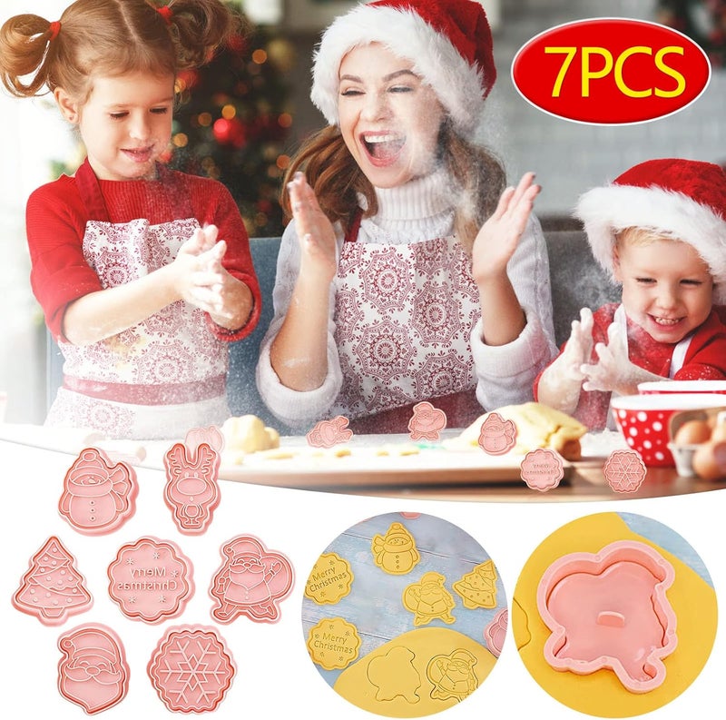 comfrt Cookie Cutters with Stamps Set, 7pcs Style Cute Cartoon Cookie Stamps, DIY Cartoon Biscuit Baking Mold,Funny Fondant Tool Pastry Biscuit Cake 3D Baking Mold Tools for Kids - Image 2