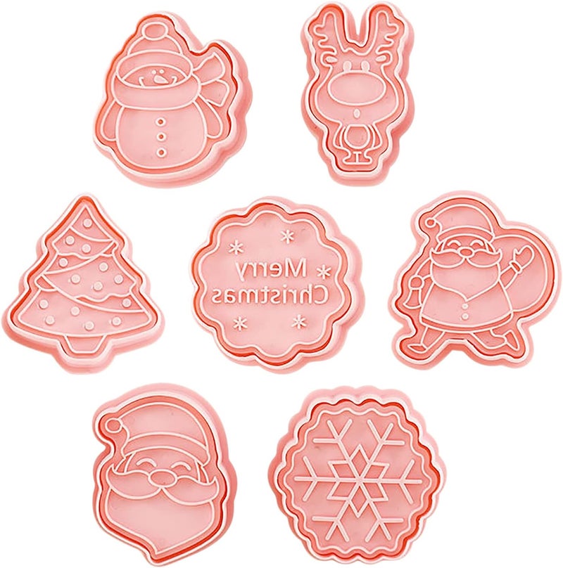 comfrt Cookie Cutters with Stamps Set, 7pcs Style Cute Cartoon Cookie Stamps, DIY Cartoon Biscuit Baking Mold,Funny Fondant Tool Pastry Biscuit Cake 3D Baking Mold Tools for Kids - Image 1