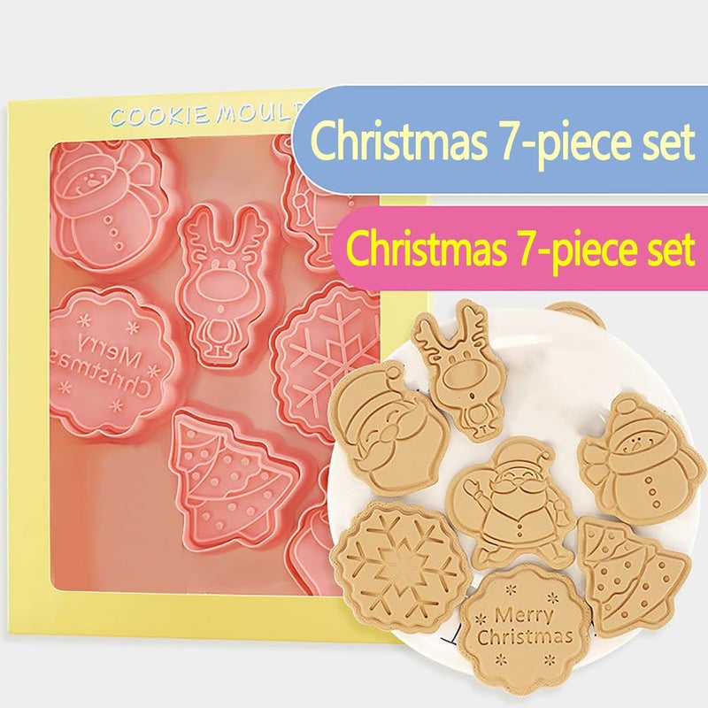 comfrt Cookie Cutters with Stamps Set, 7pcs Style Cute Cartoon Cookie Stamps, DIY Cartoon Biscuit Baking Mold,Funny Fondant Tool Pastry Biscuit Cake 3D Baking Mold Tools for Kids - Image 4