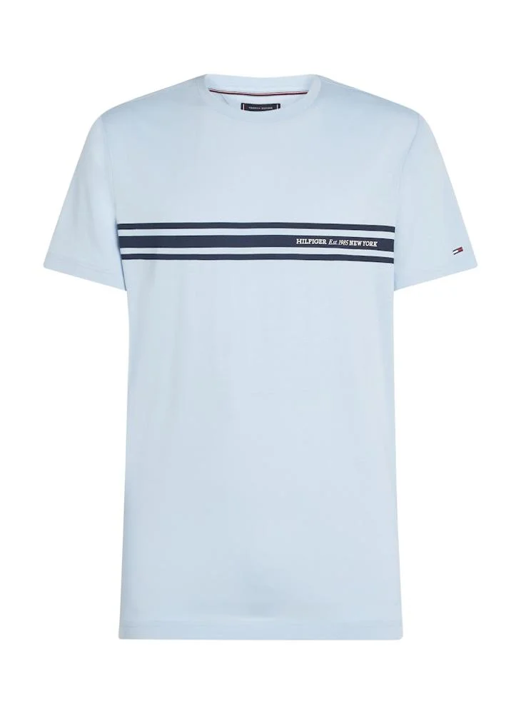 تومي هيلفيغر Central Chest Striped Crew Neck T-Shirt