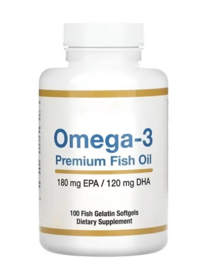 Omega Premium Omega-3 Fish Oil Concentrated Formula with EPA and DHA for Optimal Lipid Profile and Immune Support - Gluten-Free, 100 Fish Gelatin Softgels  - Image 1