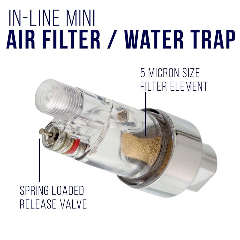 Master Airbrush Premium Airbrush In-Line Mini Air Filter and Water Trap (Connects directly onto airbrushes and hoses with 1/8" threads) - Image 3