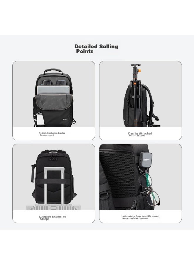 Tarion Camera Backpack, Waterproof Multifunctional Commuter Casual Backpack, Canon Dslr Backpack, Tr-l Black - Image 4