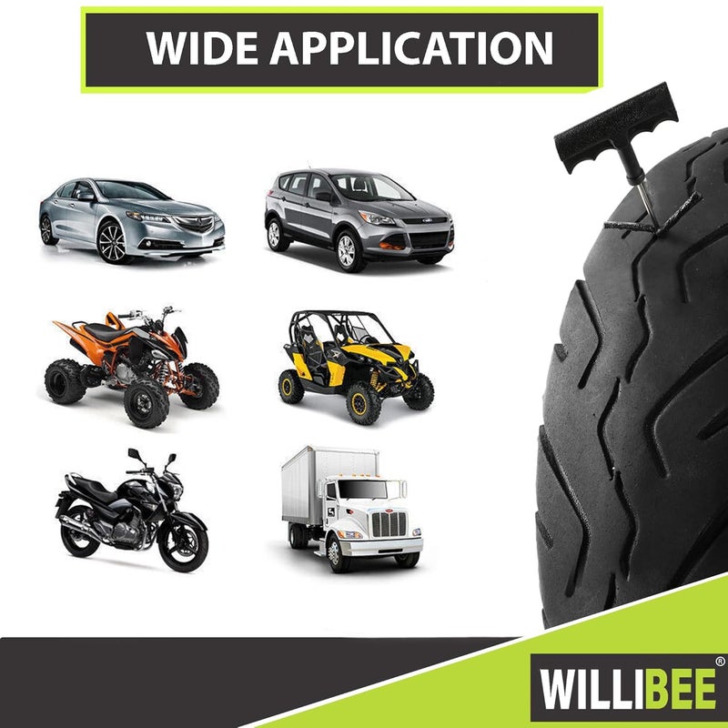 WILLIBEE (Pack of 60 Strips) Premium Heavy Duty Tubeless Tyre Puncture Repair Strips, 60 Black Puncher Repair Seal Strips for Car, Bike, SUV, & Motorcycle - Image 4