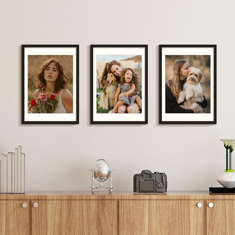 Picrit 12x17 Picture Frame Set of 12, Display 11 x 14 with Mat or 12 x 17 without Mat, Photo Frames for Wall Mounting Display, Black - Image 2