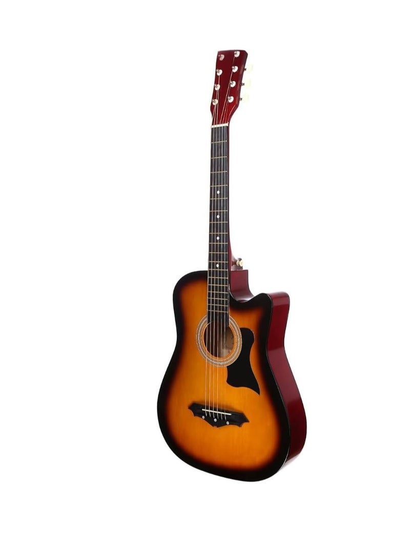Megarya Megarya Flamingo Series Sunbrust MF38SB Acoustic Guitar Made by Linden Binding and Full Wood Construction with Geared Tuning, Wood Frame and Steel Strings  - Image 2