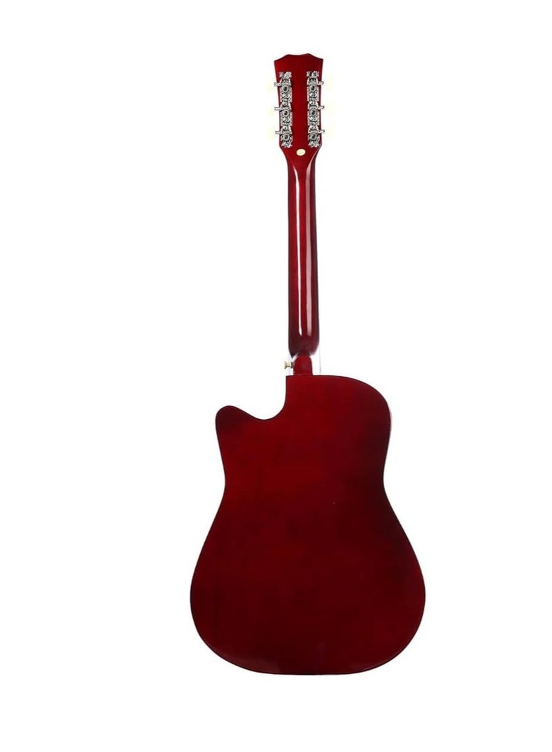 Megarya Megarya Flamingo Series Sunbrust MF38SB Acoustic Guitar Made by Linden Binding and Full Wood Construction with Geared Tuning, Wood Frame and Steel Strings  - Image 4
