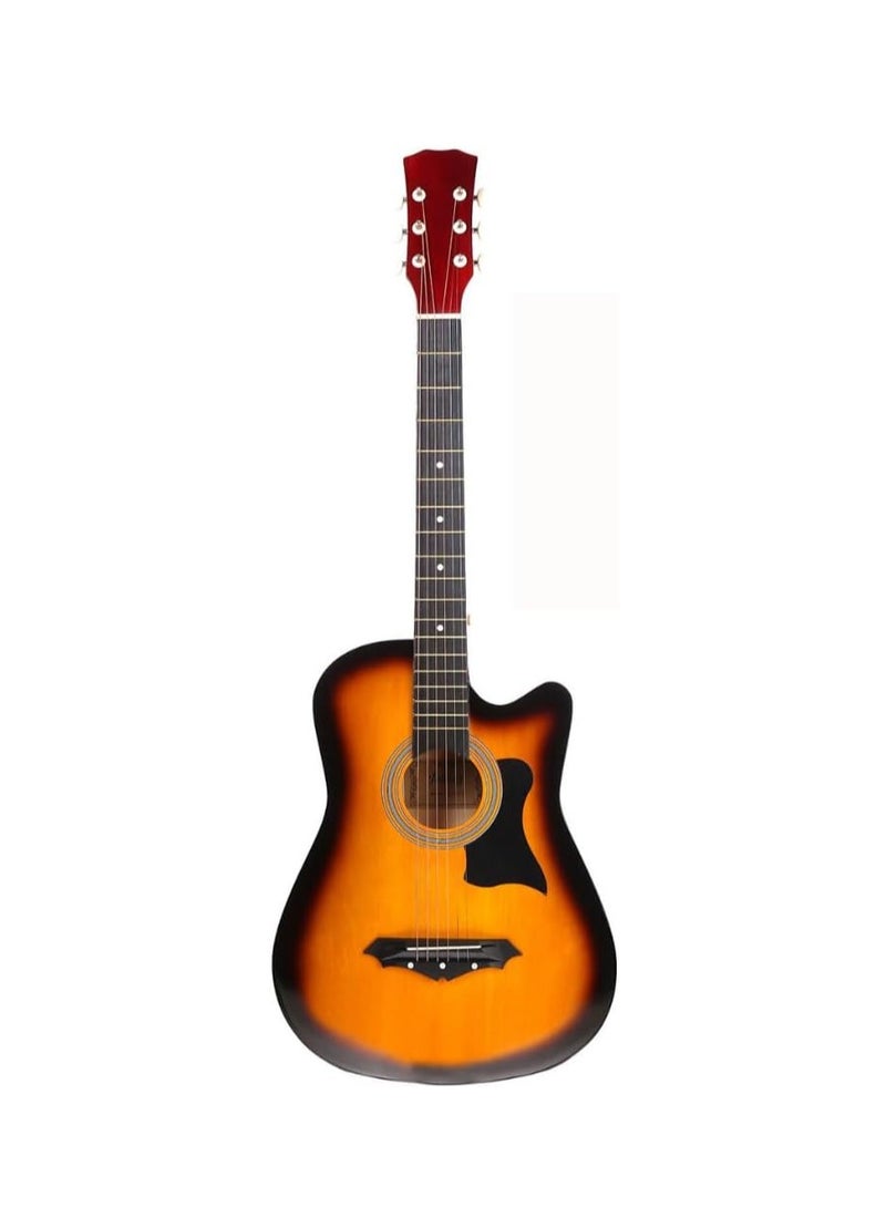 Megarya Megarya Flamingo Series Sunbrust MF38SB Acoustic Guitar Made by Linden Binding and Full Wood Construction with Geared Tuning, Wood Frame and Steel Strings  - Image 3