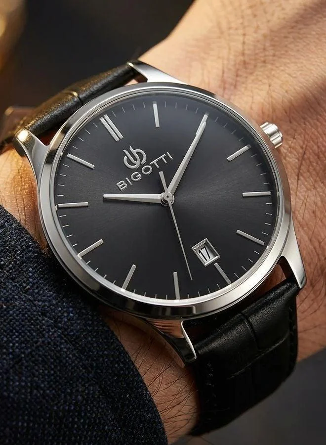 Bigotti Bigotti - Quotidiano Men Watch | Genuine LeatherBrass Case | Analog | Round Dial | Mineral Glass | Japanese Quartz | Water Resistant 50 Meters