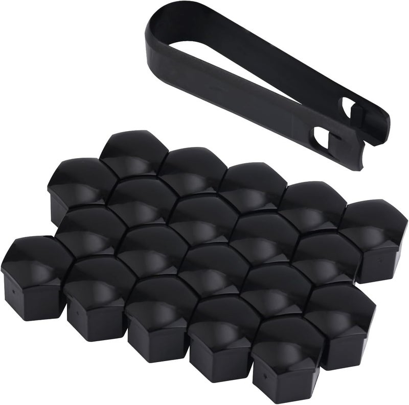 20 Pcs Black Hexagon Wheel Lug Nut Covers Plastic for 2021 2022 2023 2024 Ford F150, Auto Tire Screw Dust Protection Caps Removal Tool Included,Black 17mm - Image 2