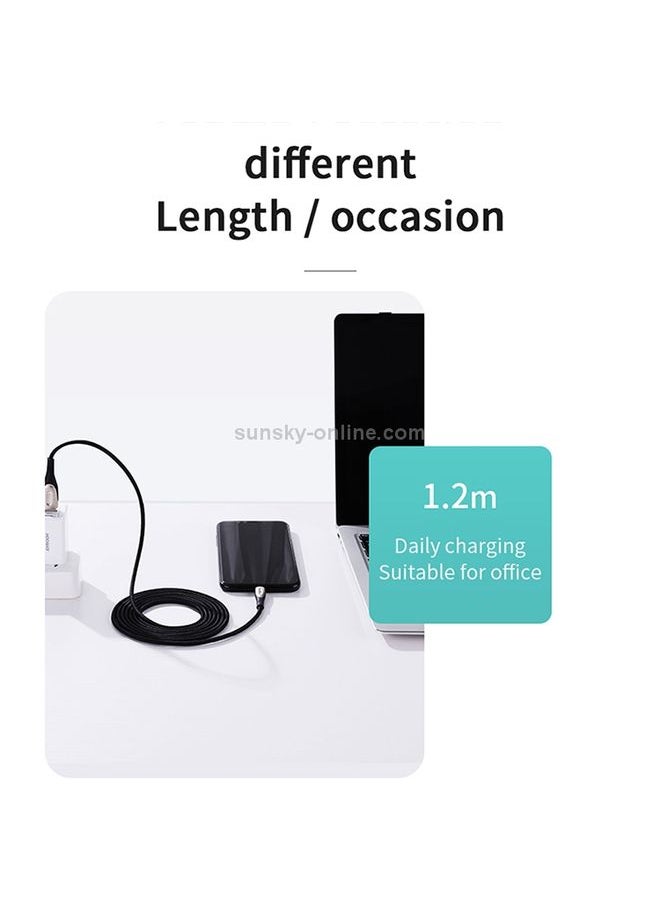 Generic - JOYROOM S-M411 Sharp Series 3A USB-C / Type-C Interface Charging + Transmission Nylon Braided Data Cable with Drop-shaped Indicator Light, Cable Length: 1.2m (Black) - Image 1
