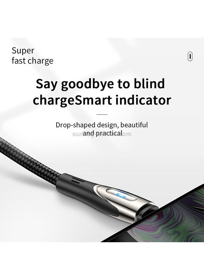 Generic - JOYROOM S-M411 Sharp Series 3A USB-C / Type-C Interface Charging + Transmission Nylon Braided Data Cable with Drop-shaped Indicator Light, Cable Length: 1.2m (Black) - Image 1