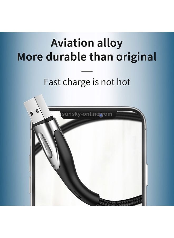 Generic - JOYROOM S-M411 Sharp Series 3A USB-C / Type-C Interface Charging + Transmission Nylon Braided Data Cable with Drop-shaped Indicator Light, Cable Length: 1.2m (Black) - Image 1
