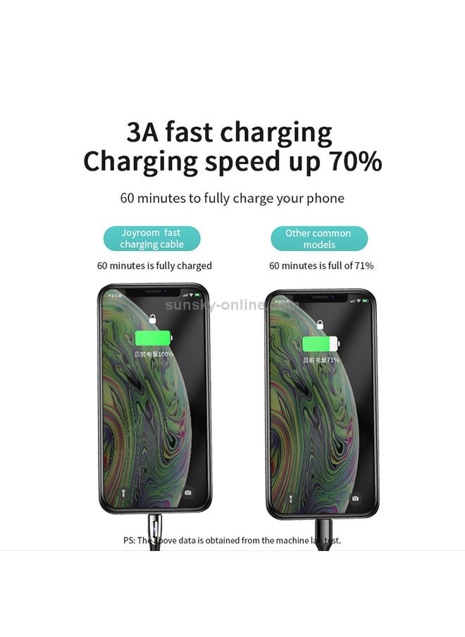 Generic - JOYROOM S-M411 Sharp Series 3A USB-C / Type-C Interface Charging + Transmission Nylon Braided Data Cable with Drop-shaped Indicator Light, Cable Length: 1.2m (Black) - Image 1