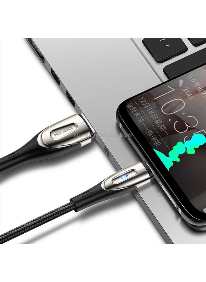 Generic - JOYROOM S-M411 Sharp Series 3A USB-C / Type-C Interface Charging + Transmission Nylon Braided Data Cable with Drop-shaped Indicator Light, Cable Length: 1.2m (Black) - Image 1