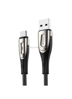 JOYROOM S-M411 Sharp Series 3A USB-C / Type-C Interface Charging + Transmission Nylon Braided Data Cable with Drop-shaped Indicator Light, Cable Length: 1.2m (Black)