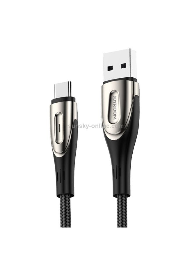 Generic - JOYROOM S-M411 Sharp Series 3A USB-C / Type-C Interface Charging + Transmission Nylon Braided Data Cable with Drop-shaped Indicator Light, Cable Length: 1.2m (Black) - Image 1
