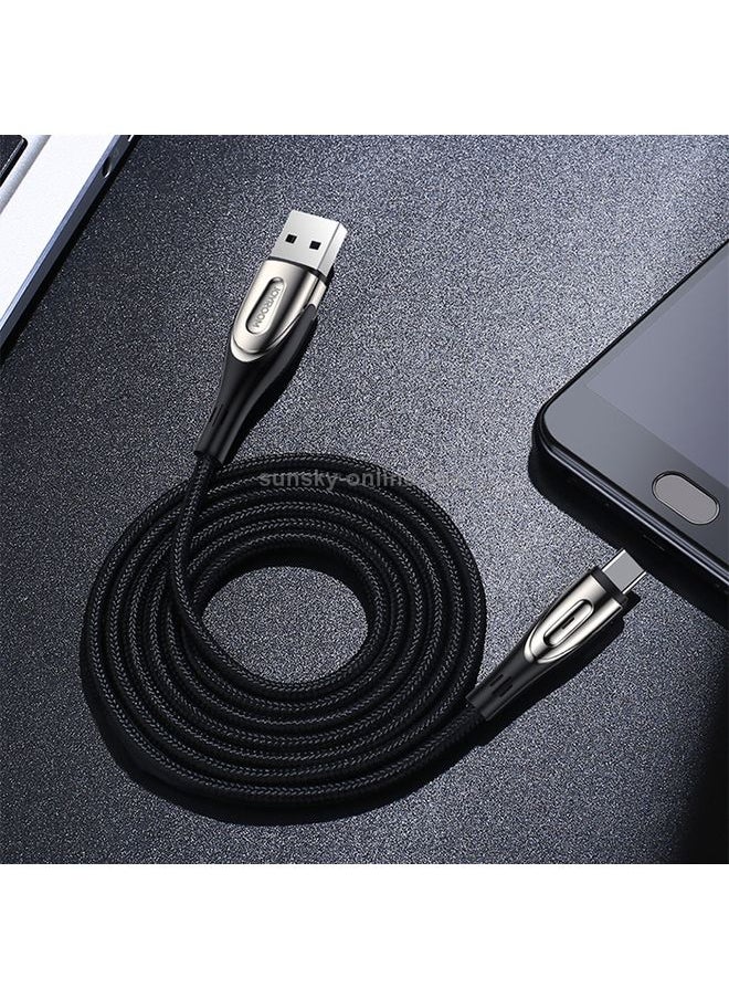 Generic - JOYROOM S-M411 Sharp Series 3A USB-C / Type-C Interface Charging + Transmission Nylon Braided Data Cable with Drop-shaped Indicator Light, Cable Length: 1.2m (Black) - Image 1