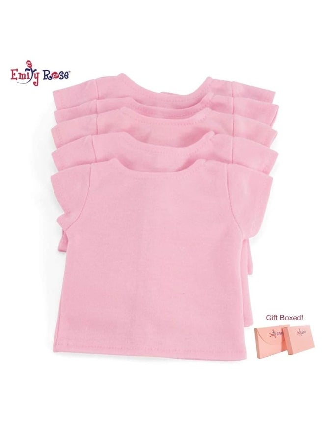 Emily Rose Emily Rose 18 Inch Doll Clothes 5 Pack Pink 18-in Doll Classic Casual T-Shirts Tees Basics Value Bundle | Gift-Boxed! | Fits Most 18" Dolls  - Image 2