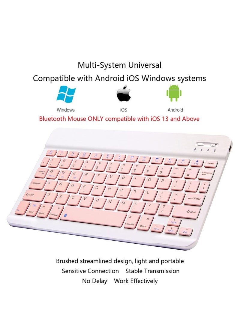 Ultra-Slim Bluetooth Keyboard and Mouse Combo Rechargeable Portable Wireless Keyboard Mouse Set for Apple iPad iPhone iOS 13 and Above Samsung Tablet Phone Smartphone Android Windows (Pink) - Image 5