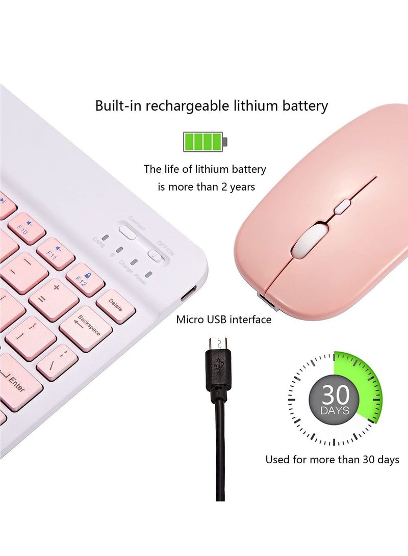Ultra-Slim Bluetooth Keyboard and Mouse Combo Rechargeable Portable Wireless Keyboard Mouse Set for Apple iPad iPhone iOS 13 and Above Samsung Tablet Phone Smartphone Android Windows (Pink) - Image 3
