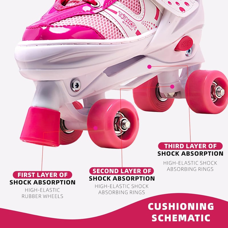 Adjustable Roller Skates for Kids with Light Up Wheels - Pink - Image 2