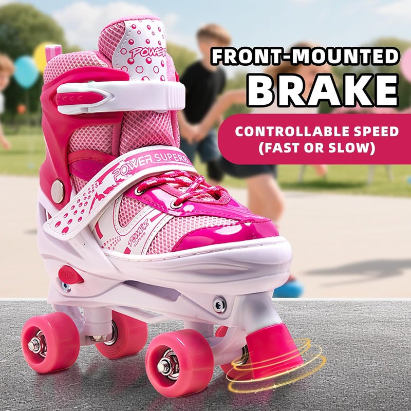 Adjustable Roller Skates for Kids with Light Up Wheels - Pink - Image 3