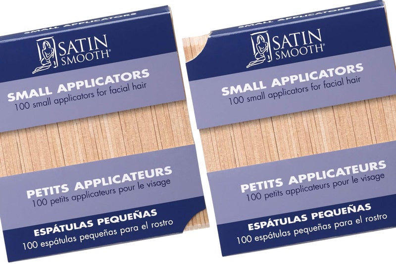 Satin Smooth Small Applicators Eyebrow Upper Lip Chin Facial Hair Waxing 100 ct x 2 packs