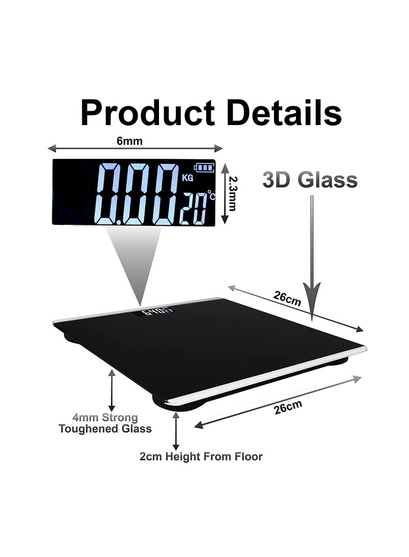 Automatic Personal Glass Digital Weighing Smart Scale Intelligent Electronic Household Machine With LCD Display Accurate Body Fat Weight Measurement For Bathroom Kitchen Home Office lbs/kg - Image 2