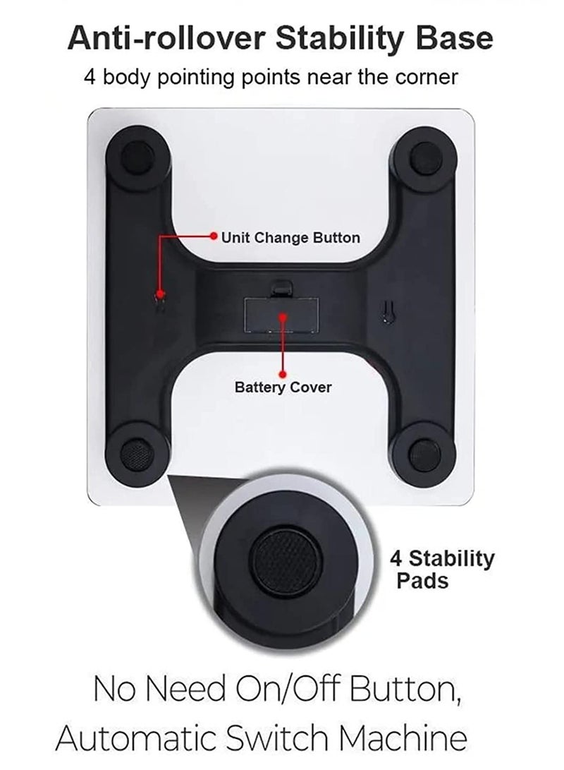 Automatic Personal Glass Digital Weighing Smart Scale Intelligent Electronic Household Machine With LCD Display Accurate Body Fat Weight Measurement For Bathroom Kitchen Home Office lbs/kg - Image 4