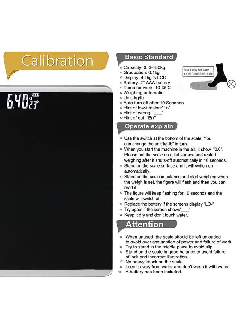 Automatic Personal Glass Digital Weighing Smart Scale Intelligent Electronic Household Machine With LCD Display Accurate Body Fat Weight Measurement For Bathroom Kitchen Home Office lbs/kg - Image 3