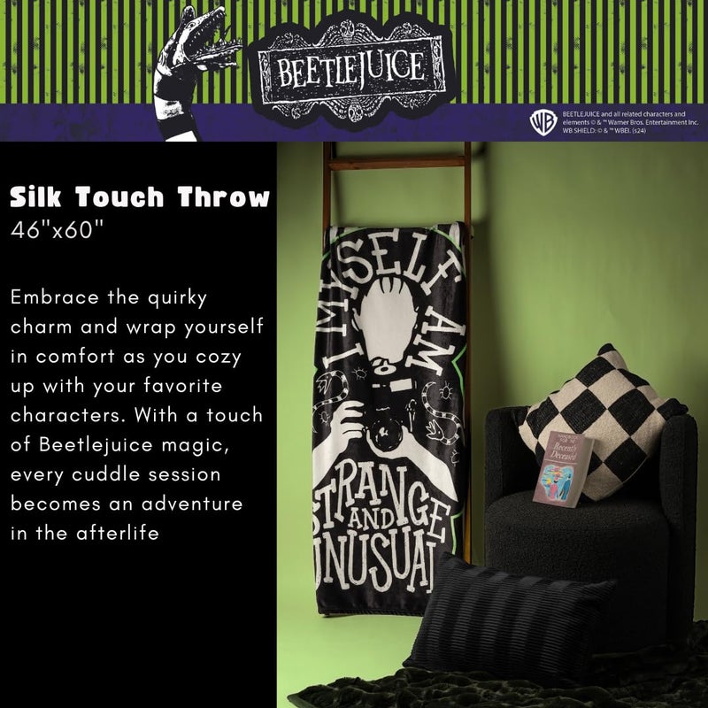 Franco Collectibles Beetlejuice Lydia Bedding Super Soft Micro Raschel Throw  46 in x 60 in  (Officially Licensed Product) - Image 3