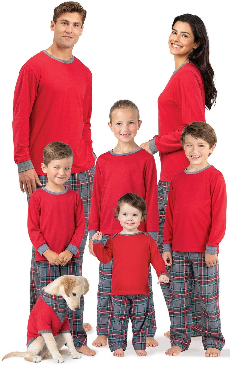 PajamaGram Matching Family Pajamas Flannel Matching Pajamas Gray Mens XL