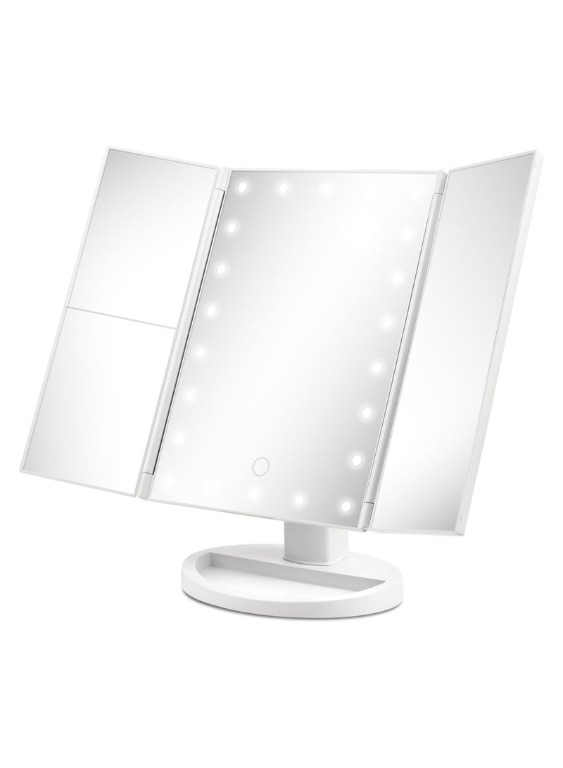 Quantum Bay LED Vanity Mirror with 3x Magnification – Compact and Portable Makeup Mirror for Home and Travel – White  - Image 1