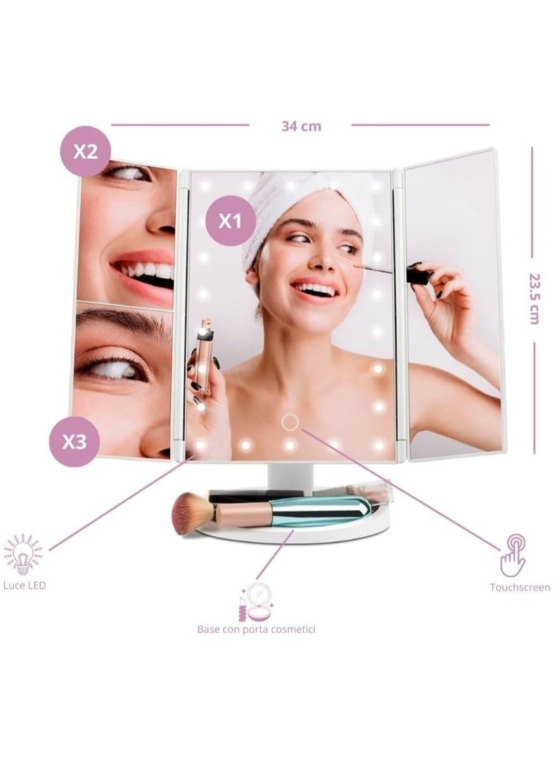 Quantum Bay LED Vanity Mirror with 3x Magnification – Compact and Portable Makeup Mirror for Home and Travel – White  - Image 2